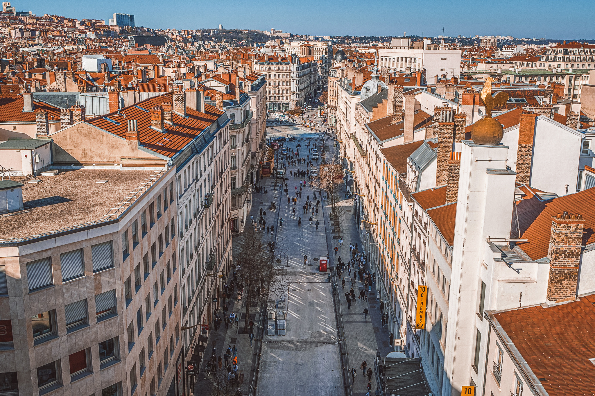 Rue de la République à Lyon vue du ciel